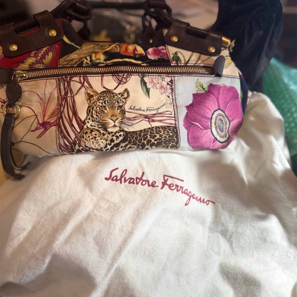 Salvatore Ferragamo Multicolor Animal Print Bag